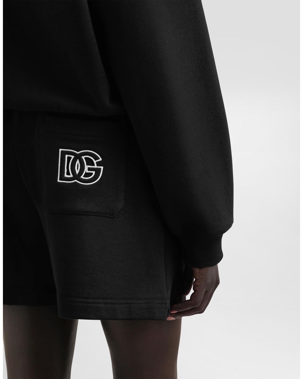 Dolce & Gabbana Black Cotton Sweatshirt With Dg Embroidery