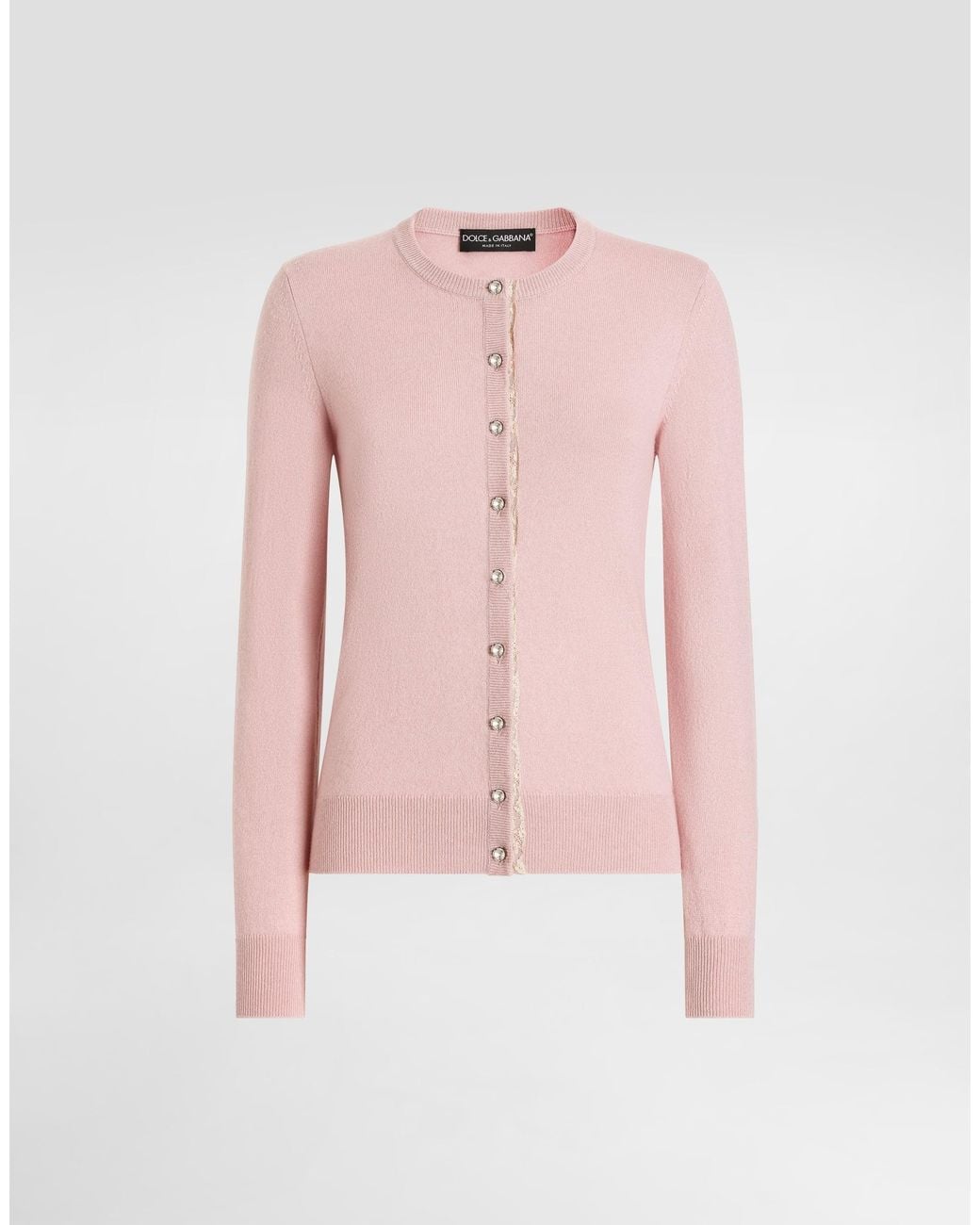 Dolce & Gabbana Pink Cashmere Cardigan With Jewel Buttons