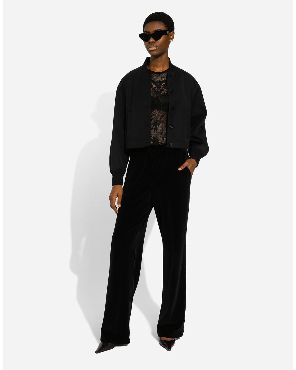 Dolce & Gabbana Black Cotton Chenille Jogging Pants With Dg Logo