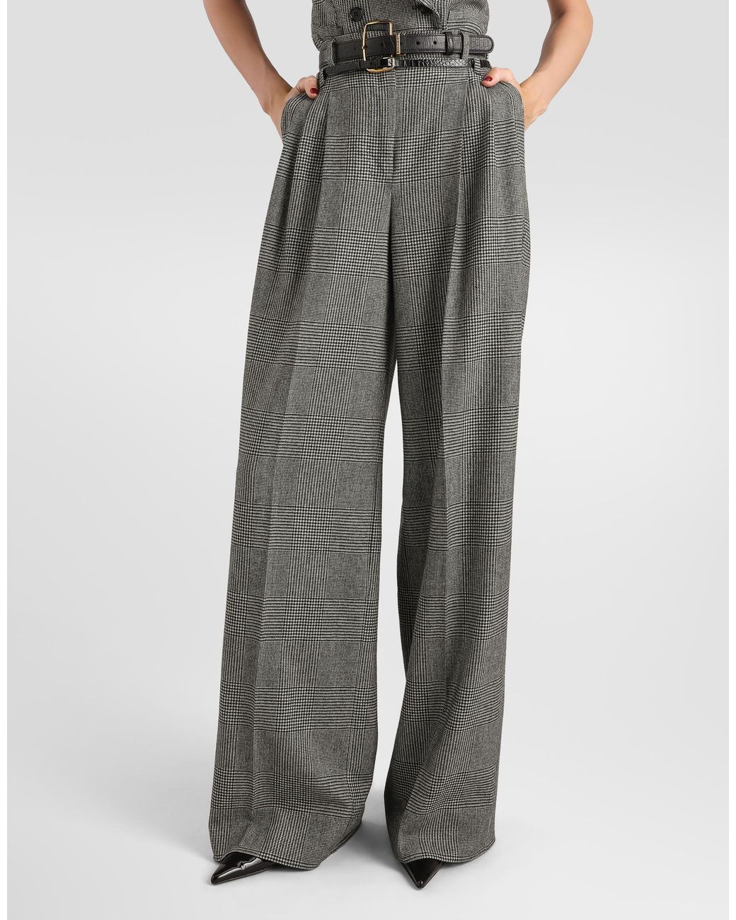 Dolce & Gabbana Gray Glen Plaid Flannel Trousers