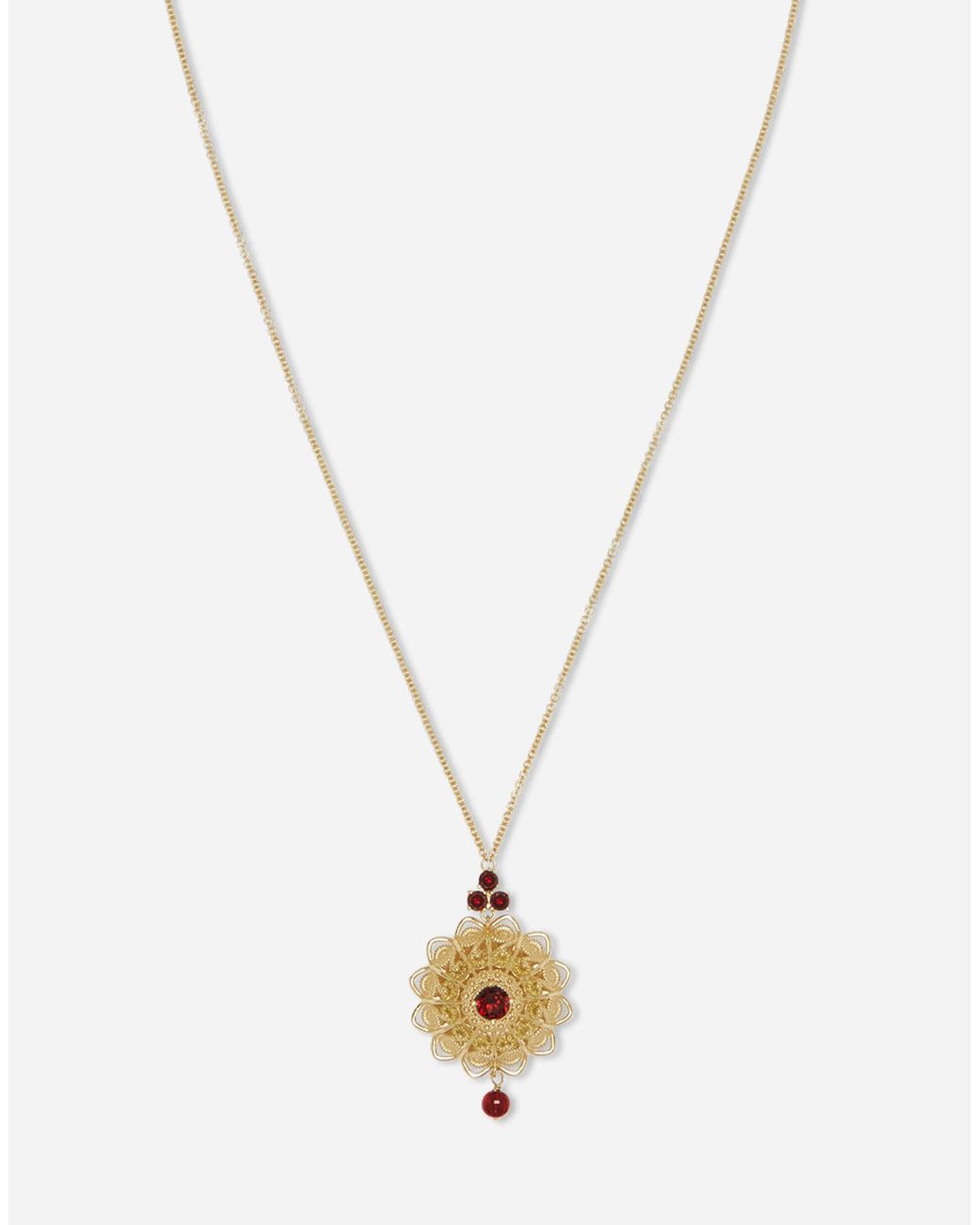 Dolce & Gabbana White Filigree Pendant 18-Carat And Rhodolite Garnets