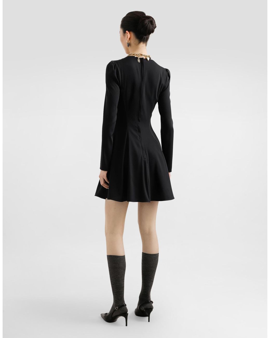 Dolce & Gabbana Black Godet Line Cady Dress