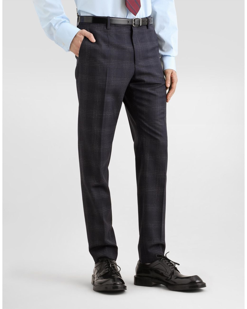 Dolce & Gabbana Blue Single-Breasted Martini Light Checked Wool Suit for men