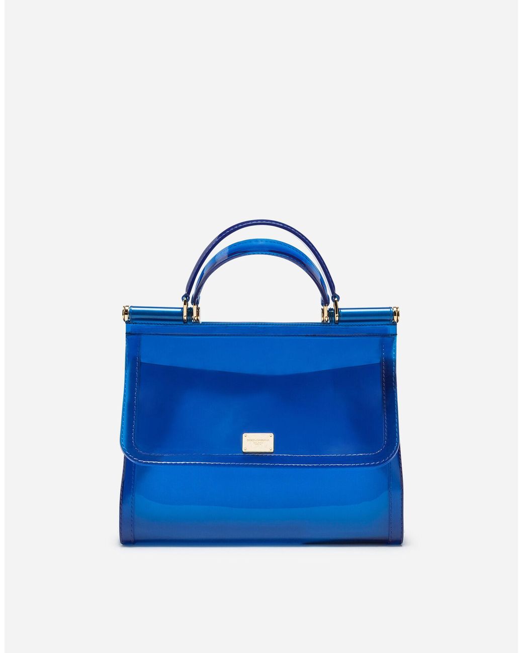 Dolce & Gabbana Large Sicily Bag In Semi-transparent Rubber in Blue