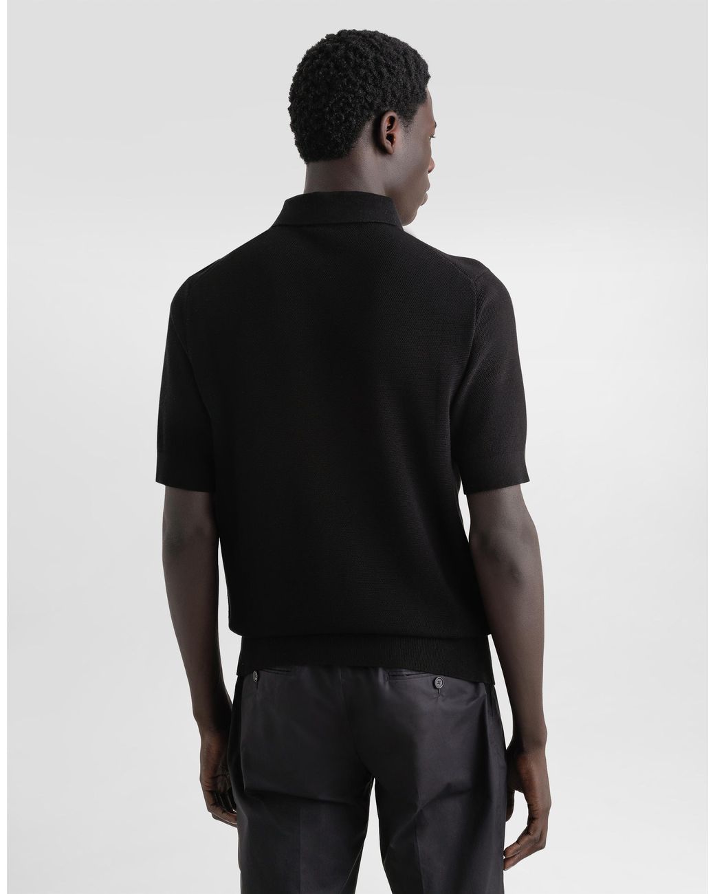 Dolce & Gabbana Black Cotton Polo-Shirt With Logo Tag for men