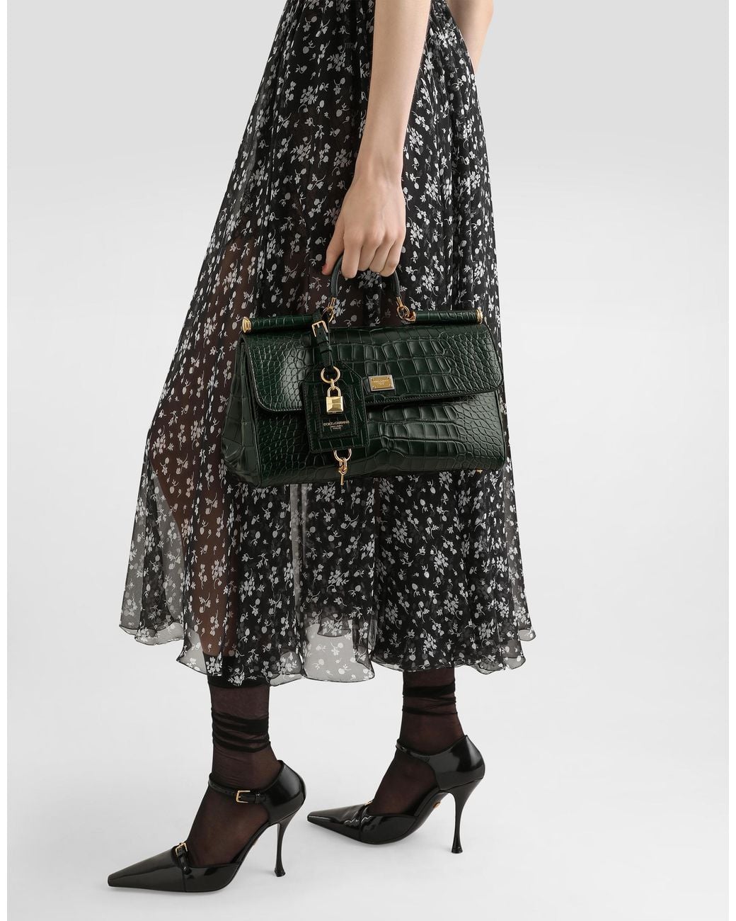 Dolce & Gabbana Green Medium My Sicily Alligator Handbag