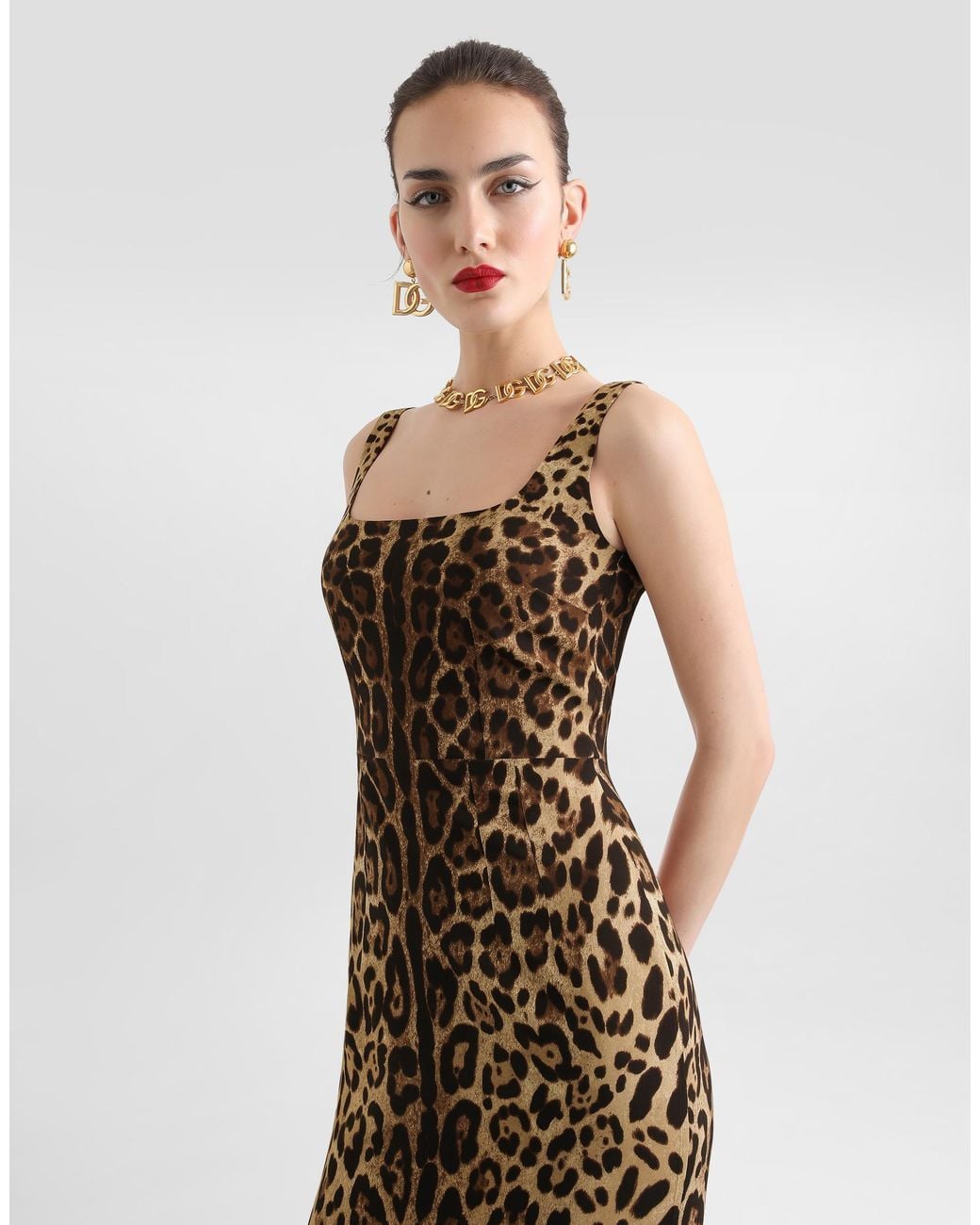 Dolce & Gabbana Metallic Leopard- Charmeuse Dress