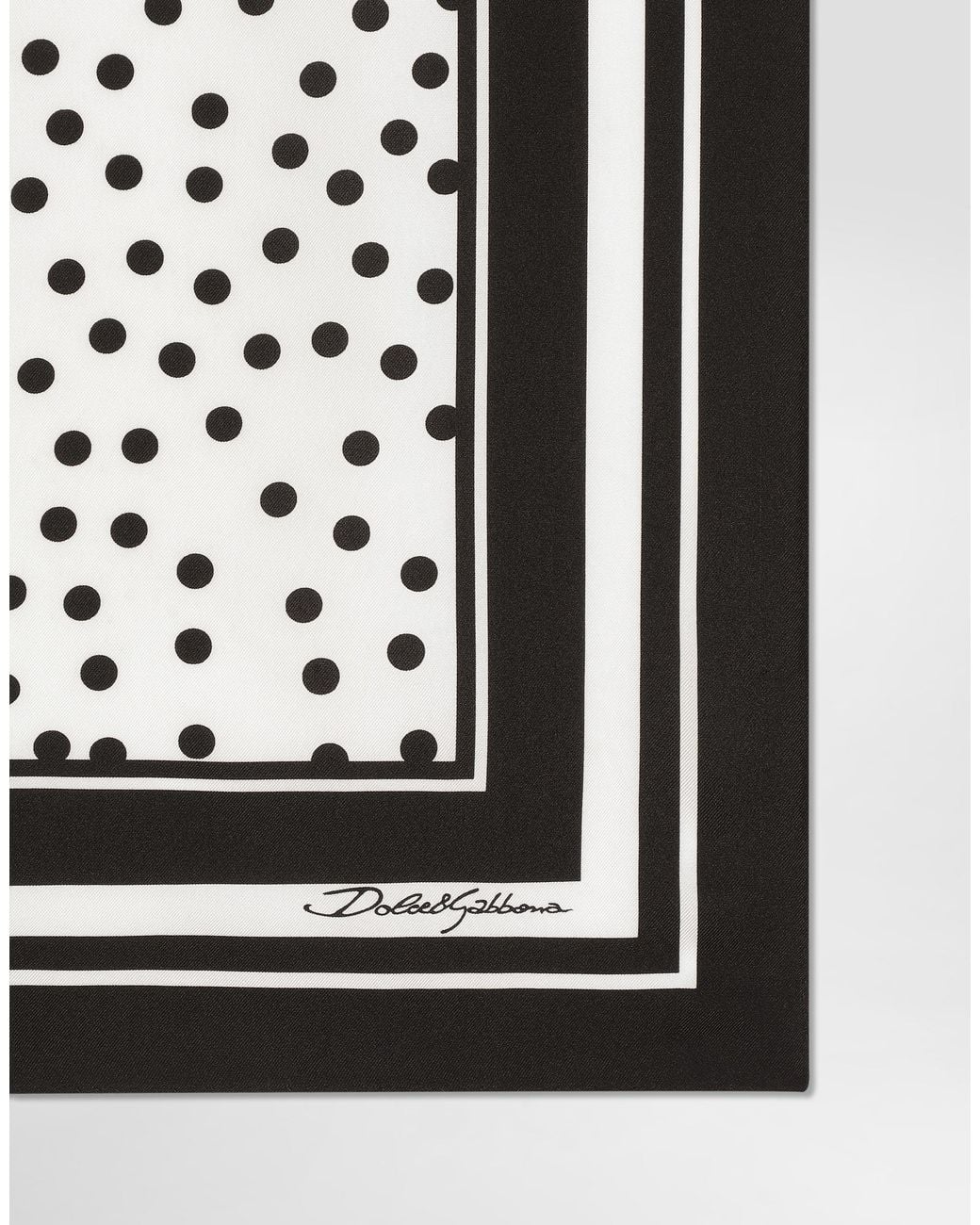 Dolce & Gabbana Black Polka Dots Silk Twill Scarf 70X70 for men
