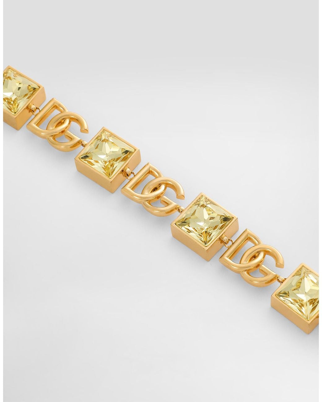 Dolce & Gabbana Metallic Bracelet With Dg Logo And Rhinestones