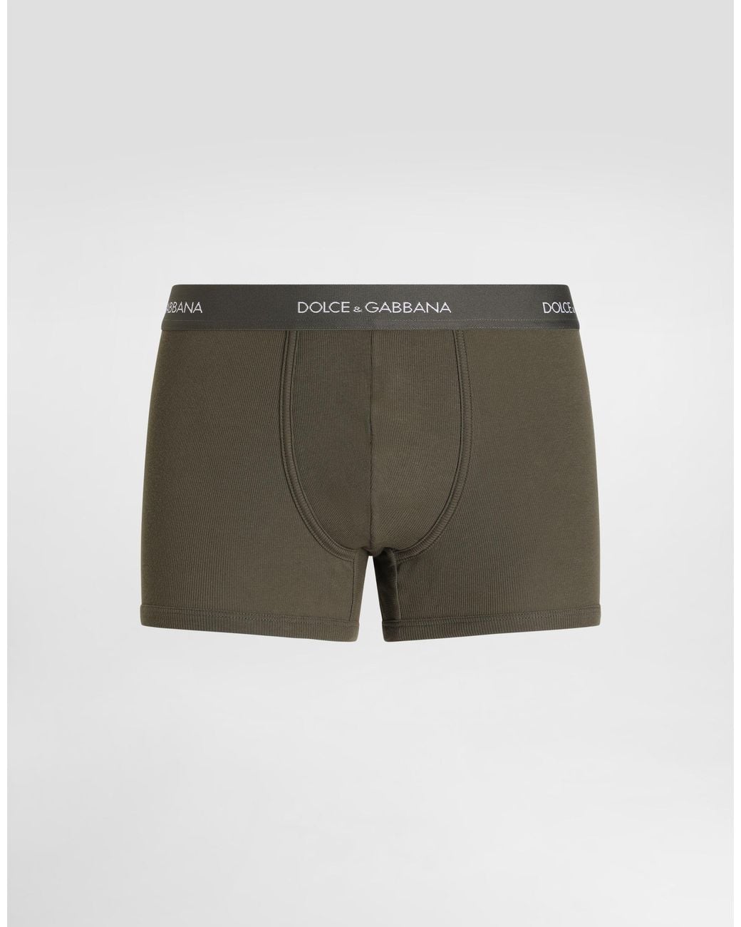Dolce & Gabbana Green Ribbed Cotton Boxer Shorts for men