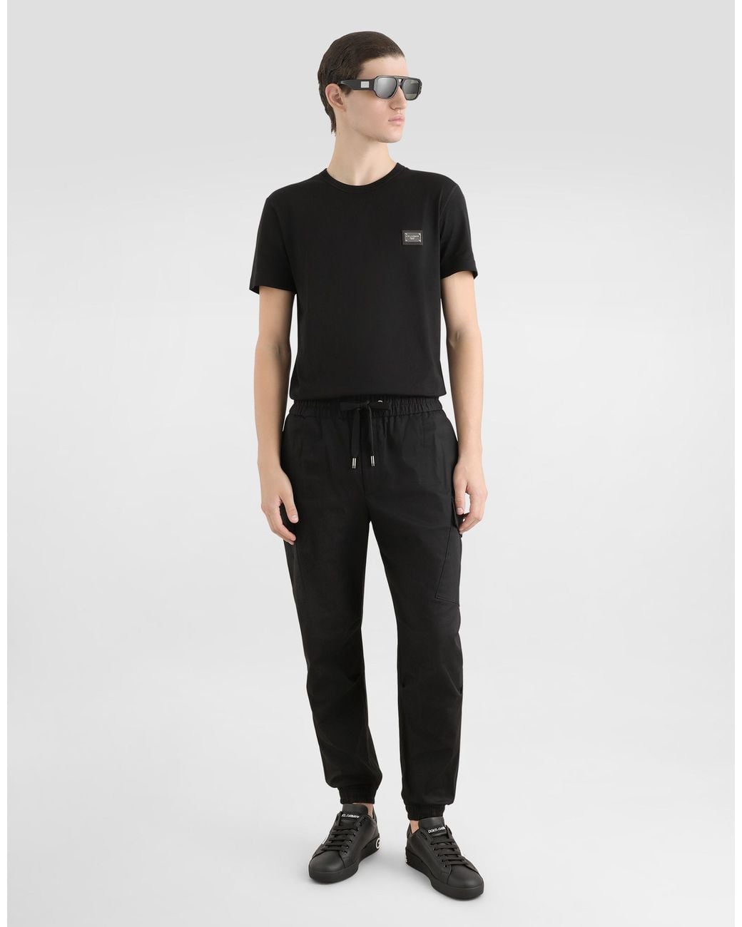 Dolce & Gabbana Cotton Cargo Pants With Branded Tag in Black für Herren