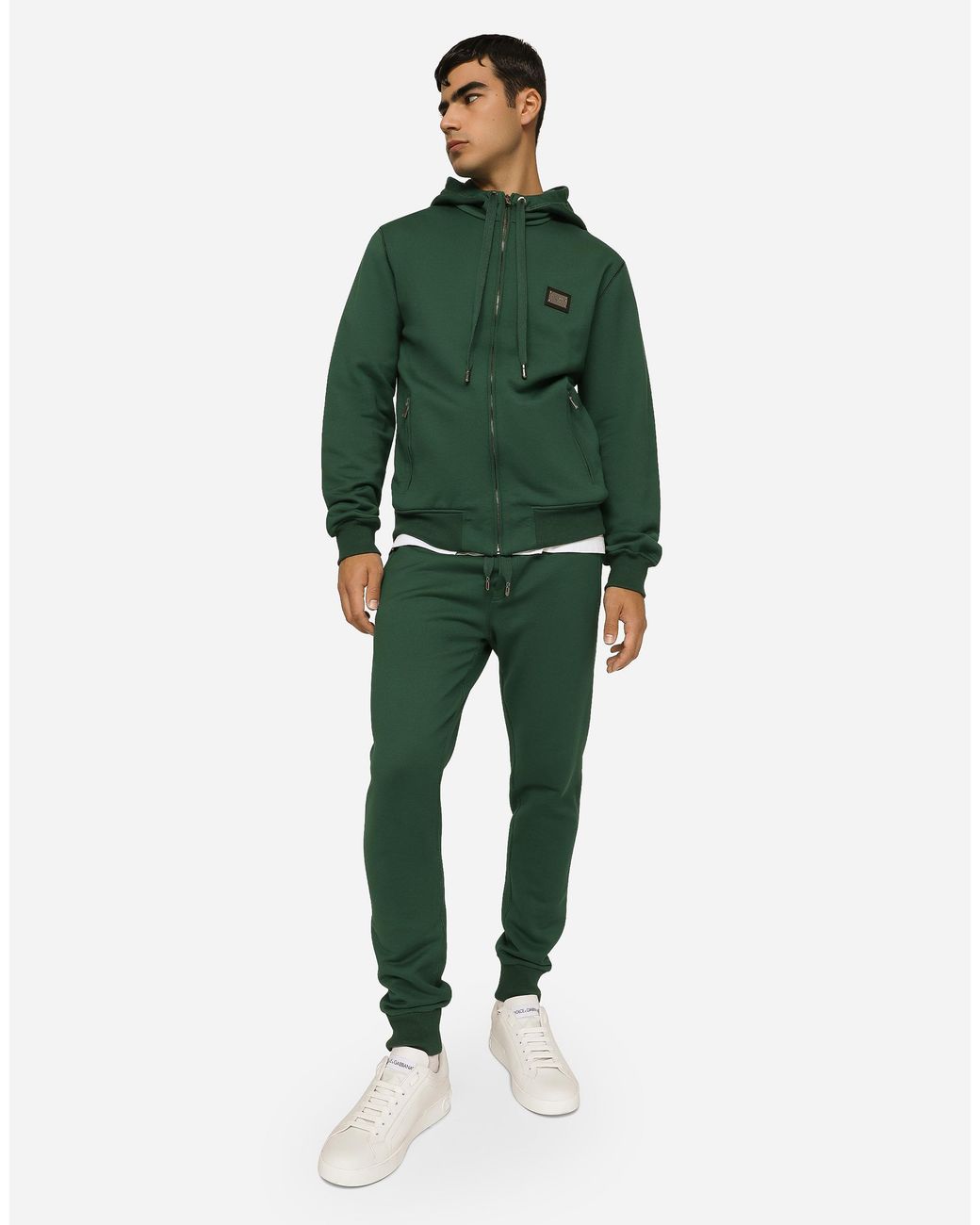 Dolce & Gabbana Jogginghose Aus Jersey Mit Logoplakette in Green für Herren