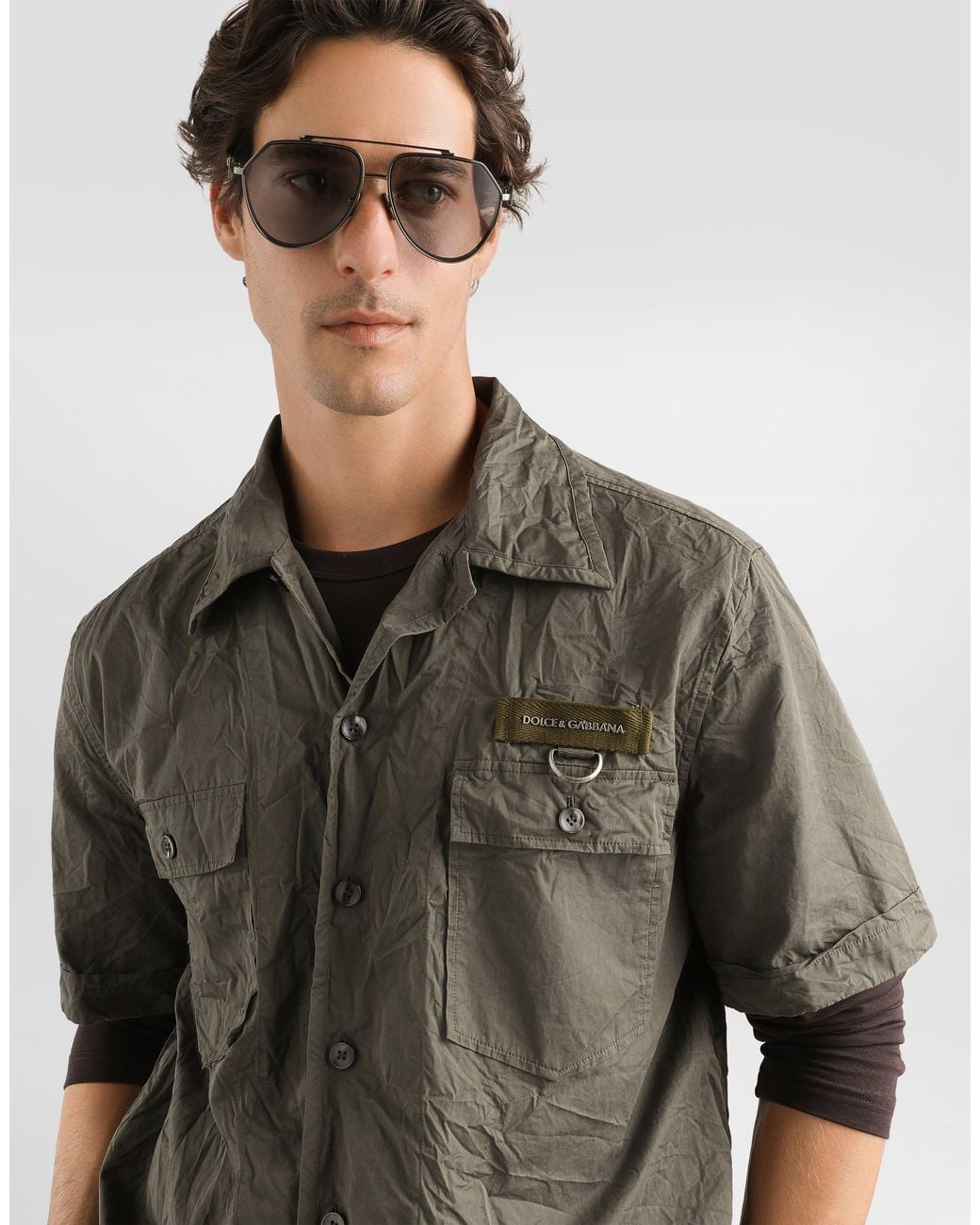 Dolce & Gabbana Gray Canvas Shirt for men