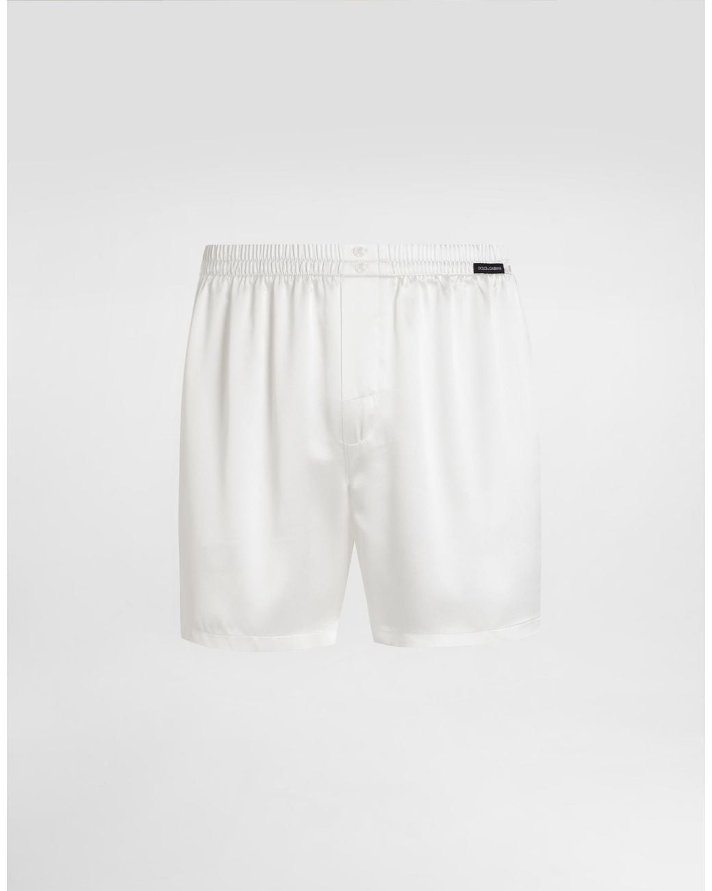 Dolce & Gabbana White Silk Satin Boxer Shorts for men