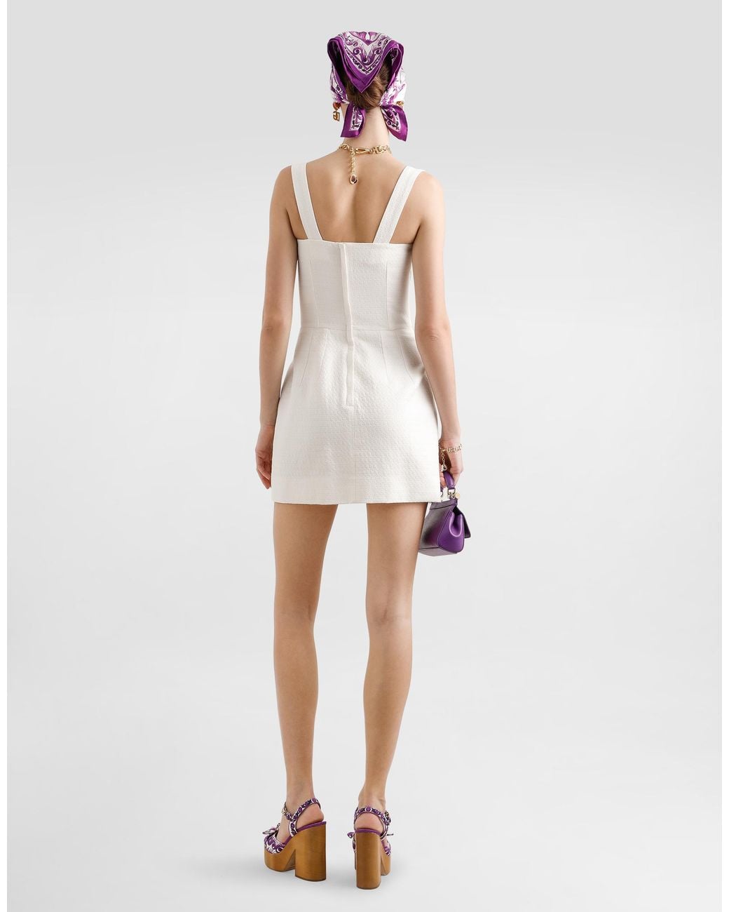 Dolce & Gabbana White Stretch Mat Dress