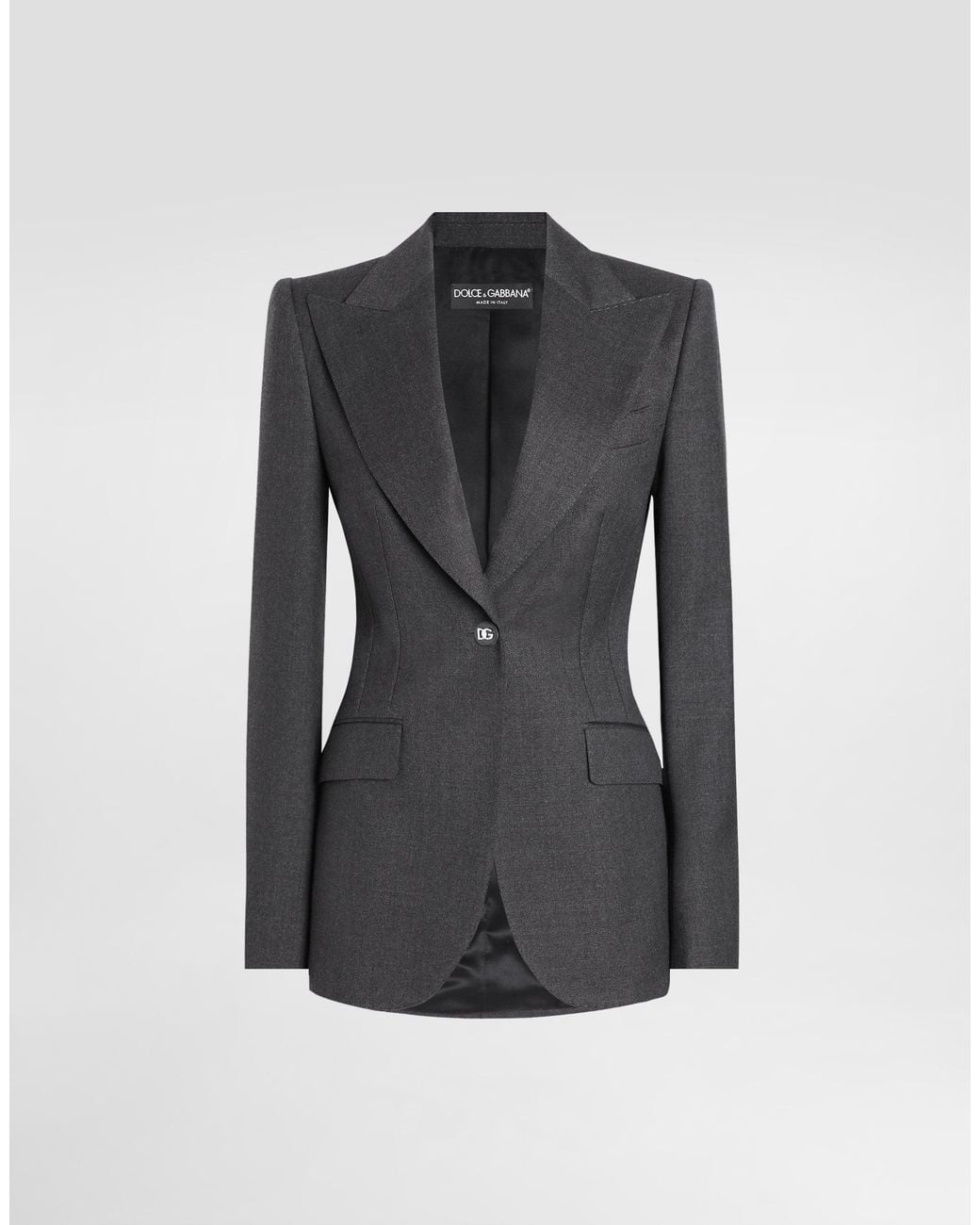 Dolce & Gabbana Black Single-Breasted Woolen Turlington Blazer