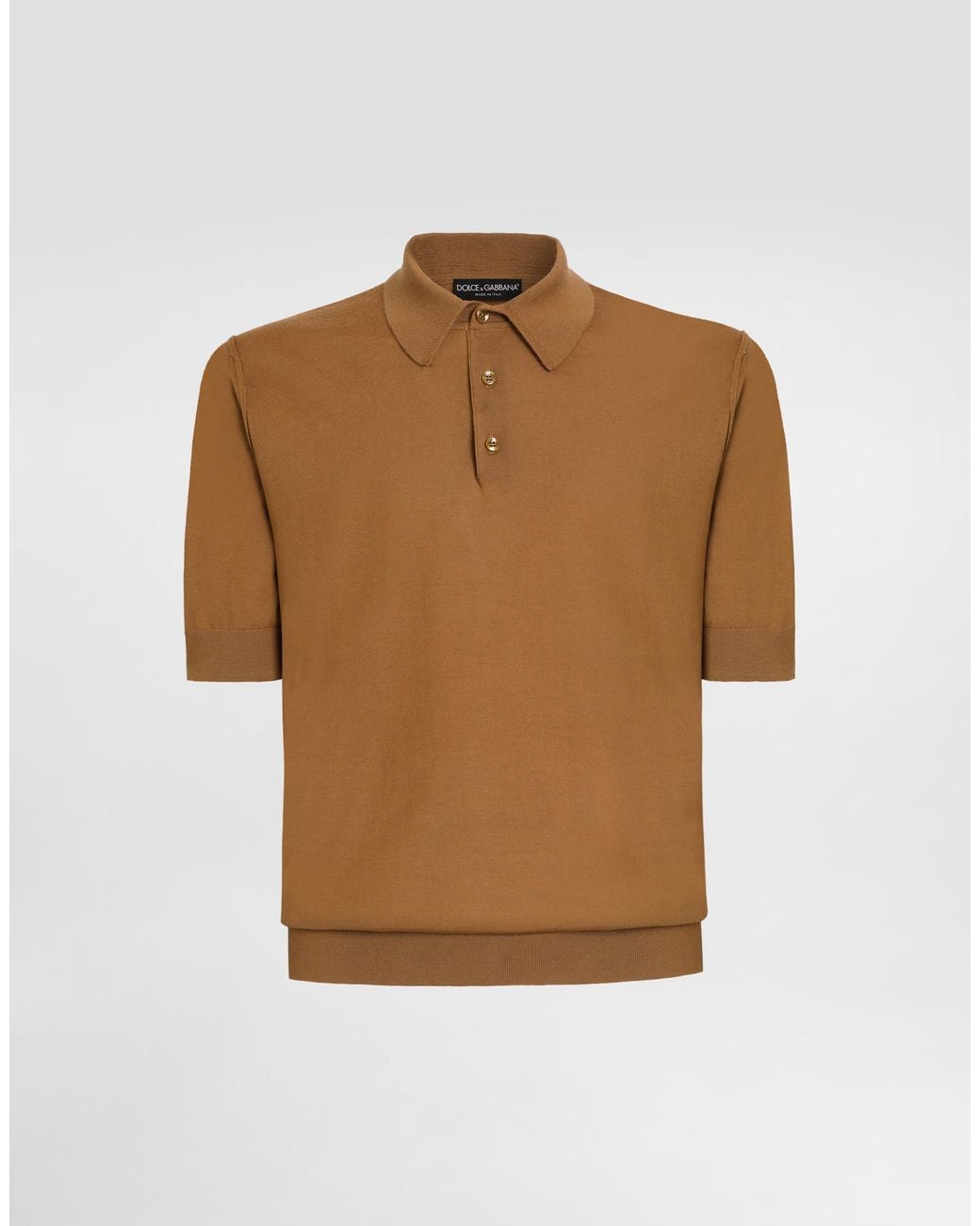 Dolce & Gabbana Brown Fine-Gauge Cashmere Polo Shirt for men