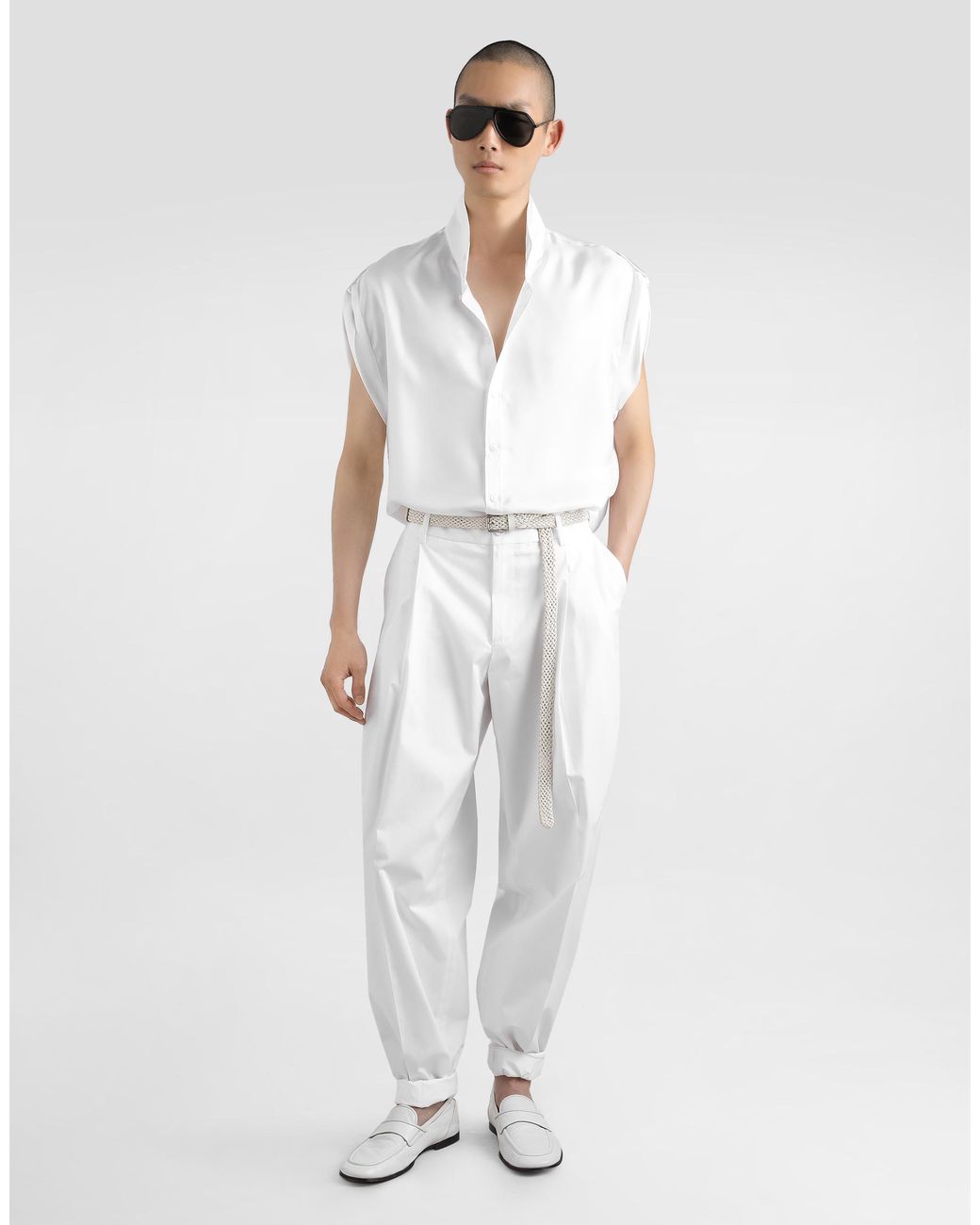 Dolce & Gabbana White Hawaii Silk Twill Shirt for men
