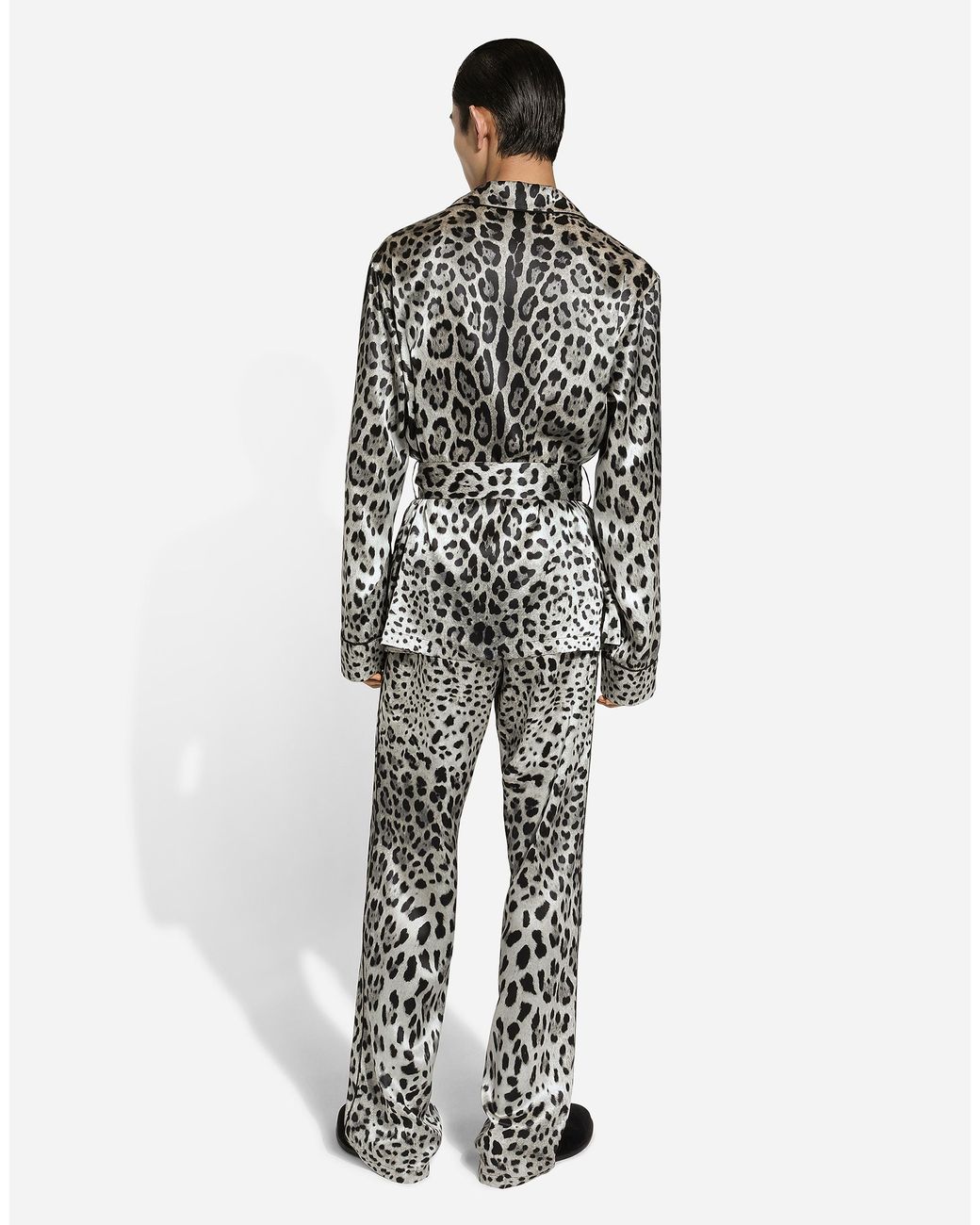 Dolce & Gabbana Multicolor Leopard- Satin Pants for men