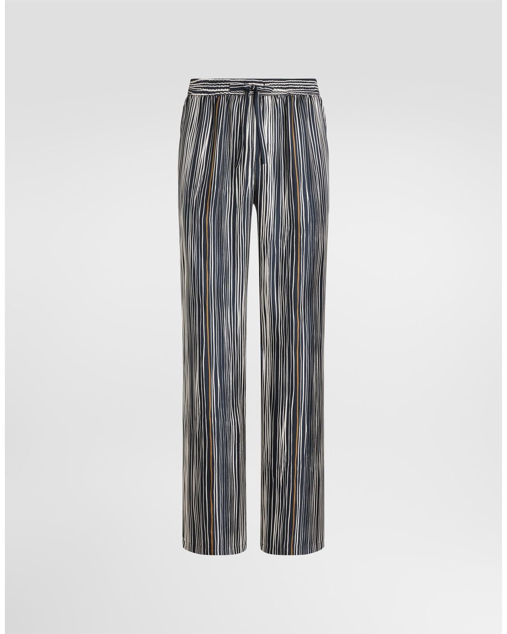 Dolce & Gabbana Gray Stripe-Print Silk Twill Vanity Trousers for men