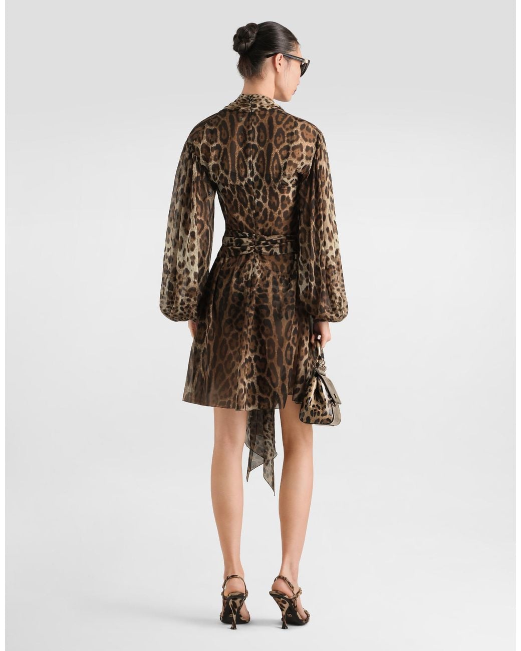 Dolce & Gabbana Brown Leo- Chiffon Dress