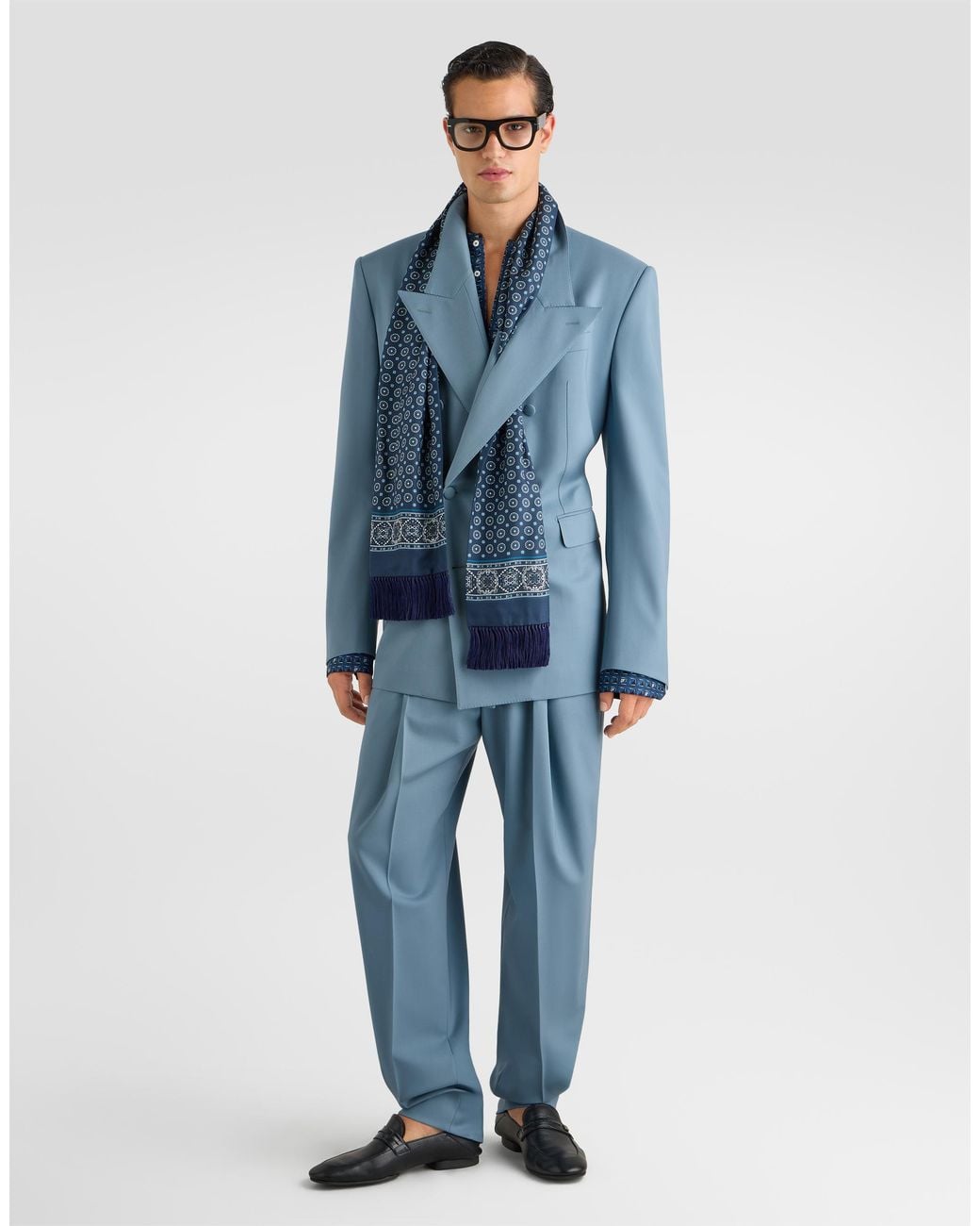 Dolce & Gabbana Blue Double-Breasted Sinatra Wool Gabardine Jacket for men