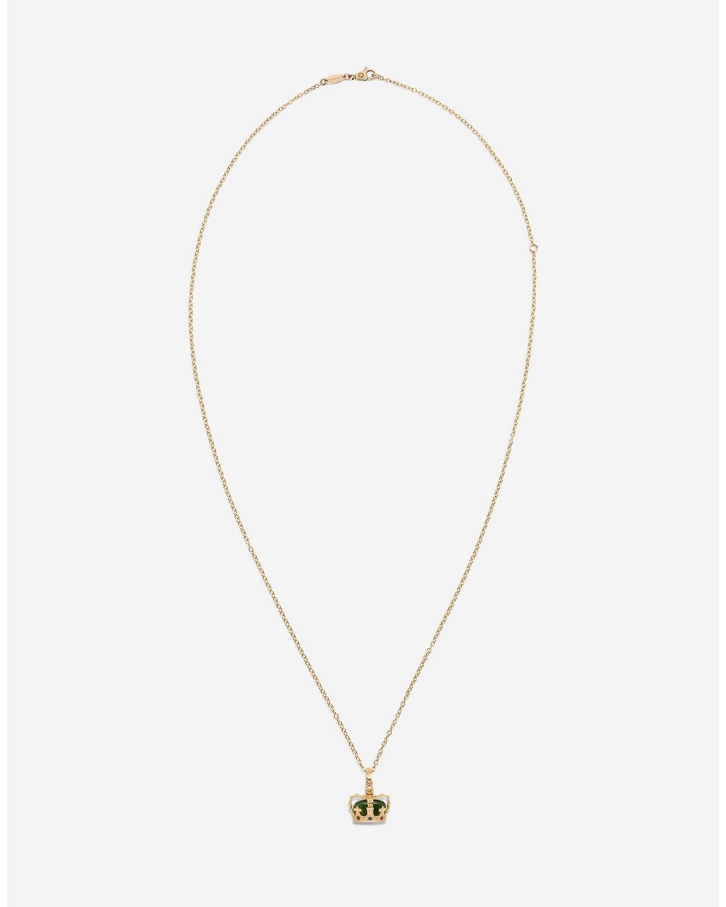 Dolce & Gabbana White Royal Pendant 18-Carat, Jade, Rubies, And Sapphire for men