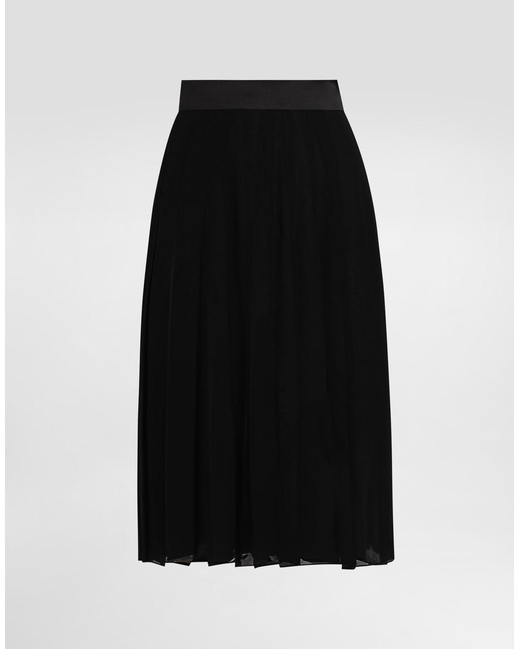 Dolce & Gabbana Black Pleated Chiffon Midi Circle Skirt