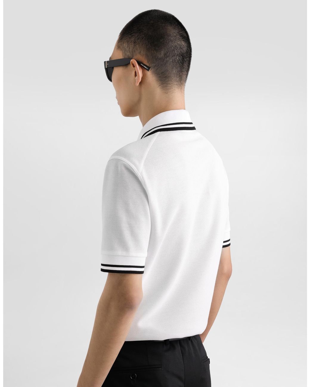 Dolce & Gabbana White Piqué Polo Shirt for men