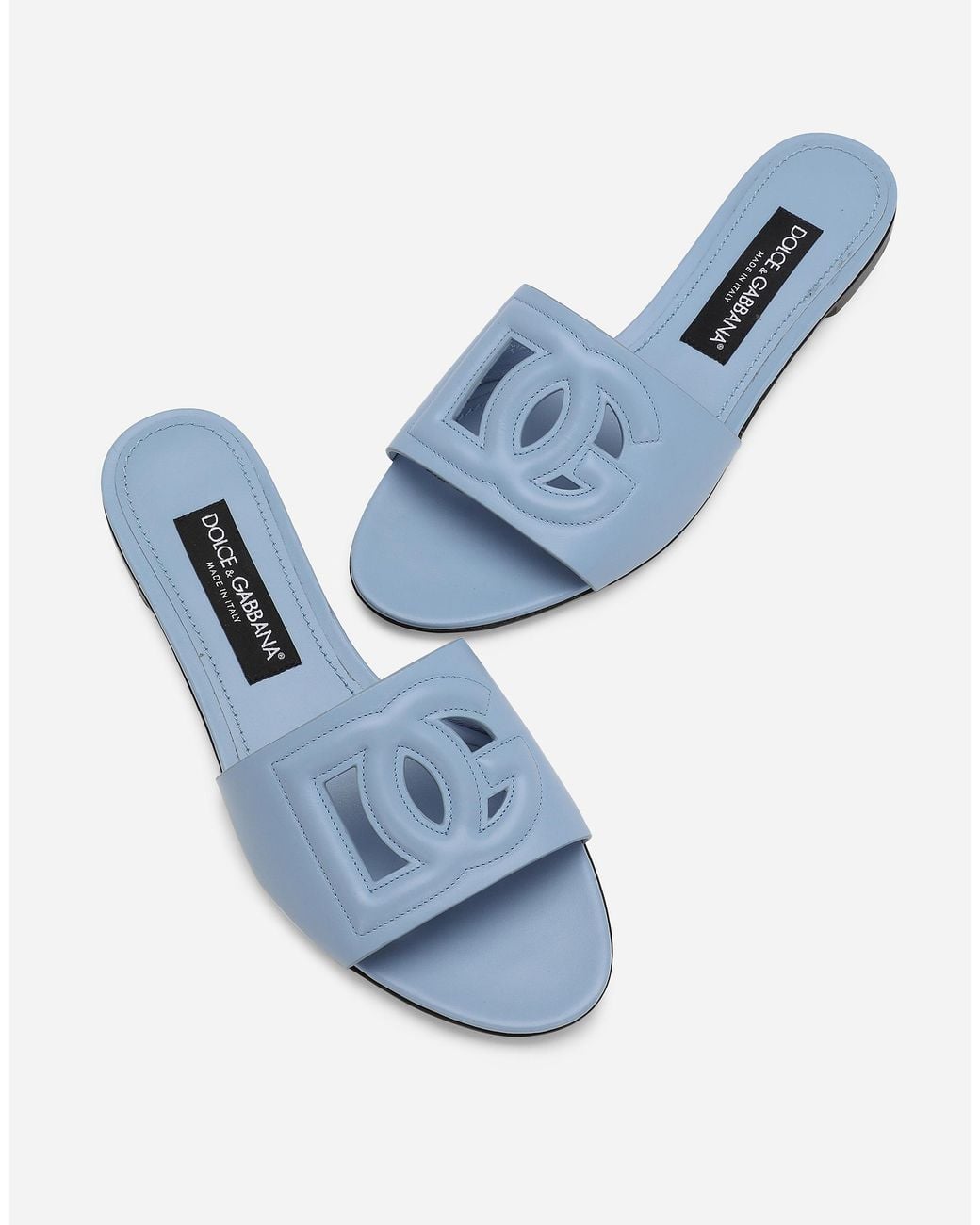 Dolce & Gabbana Blue Leather Dg Millennials Flats