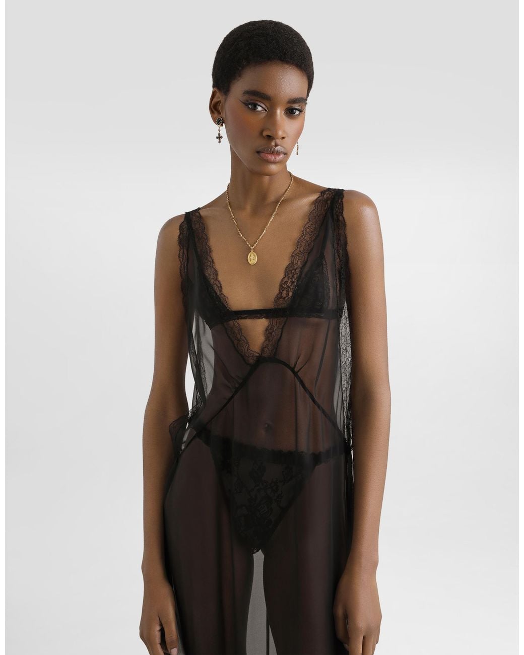 Dolce & Gabbana Black Long Chiffon Dress