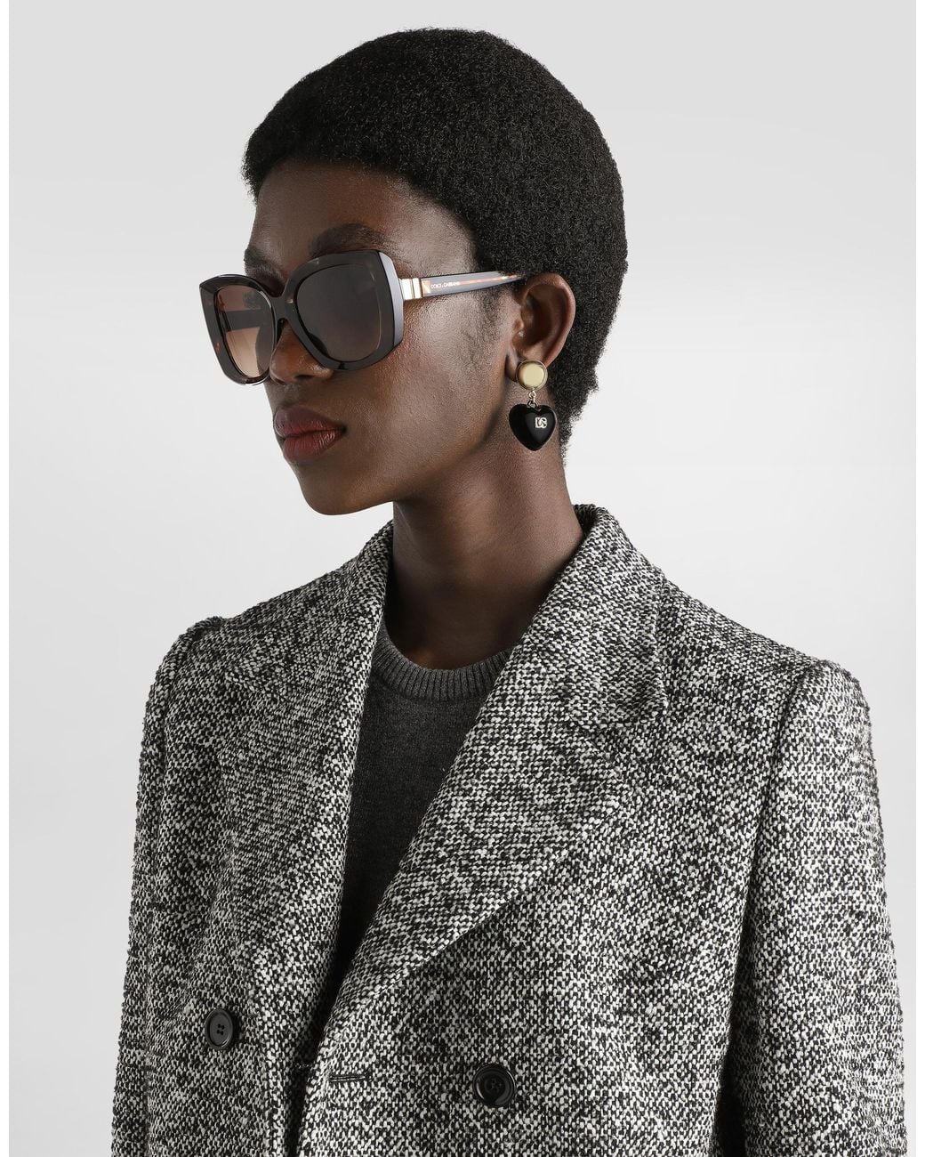 Dolce & Gabbana Gray Short Double-Breasted Coat