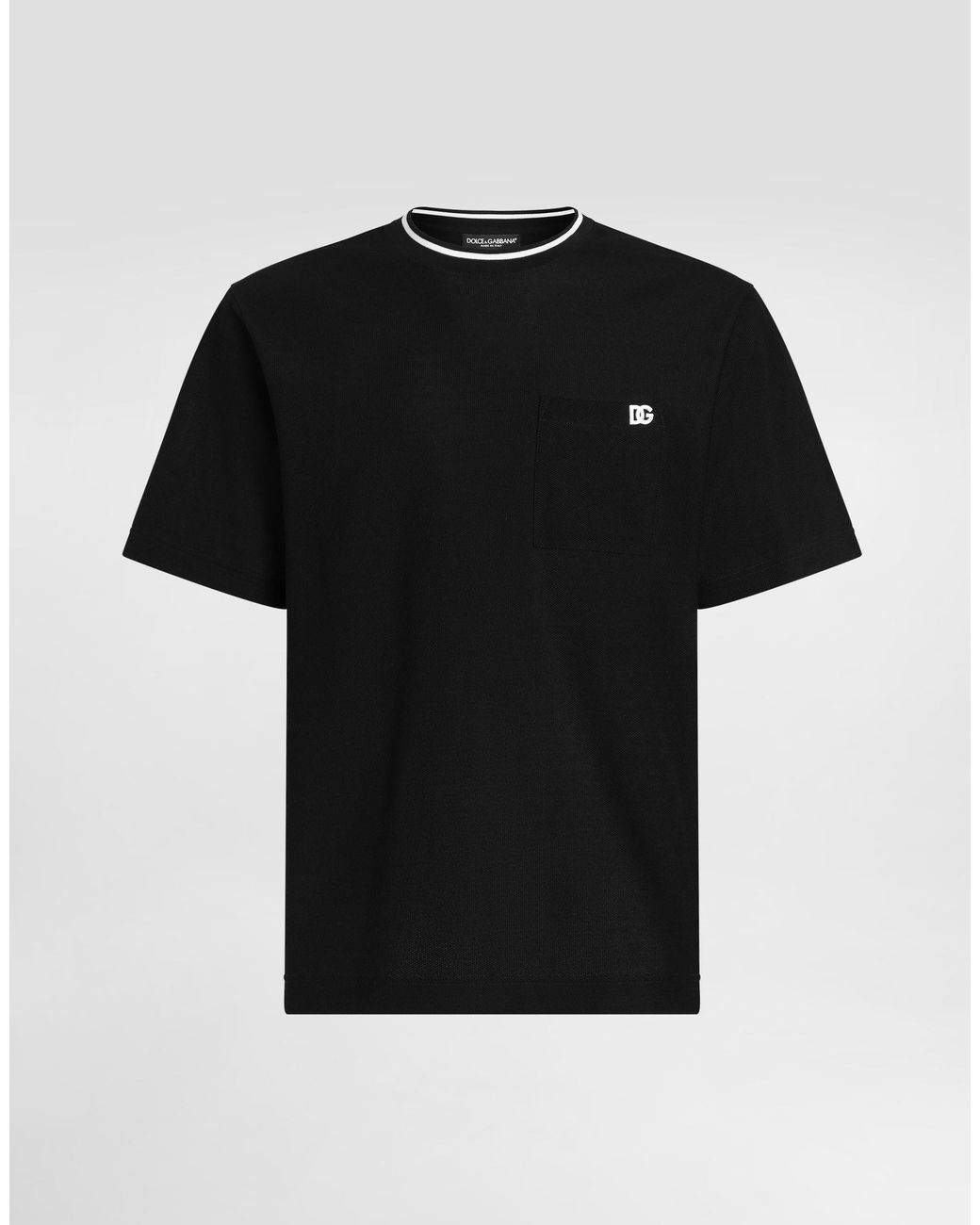 Dolce & Gabbana Black Cotton Piqué T-Shirt for men