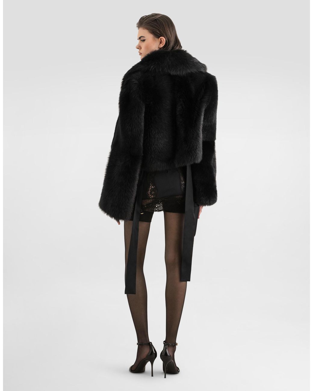 Dolce & Gabbana Black Shearling Bolero Jacket