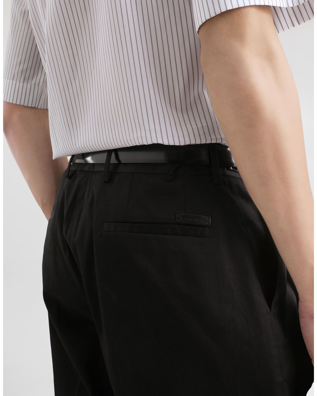 Dolce & Gabbana Black Cotton Gabardine Trousers for men