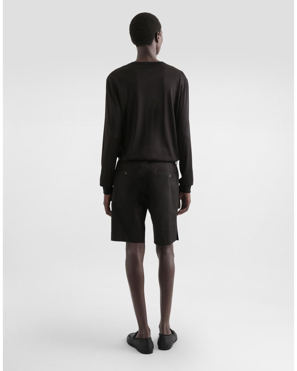 Dolce & Gabbana Black Serafino Long Sleeve Silk T-Shirt for men