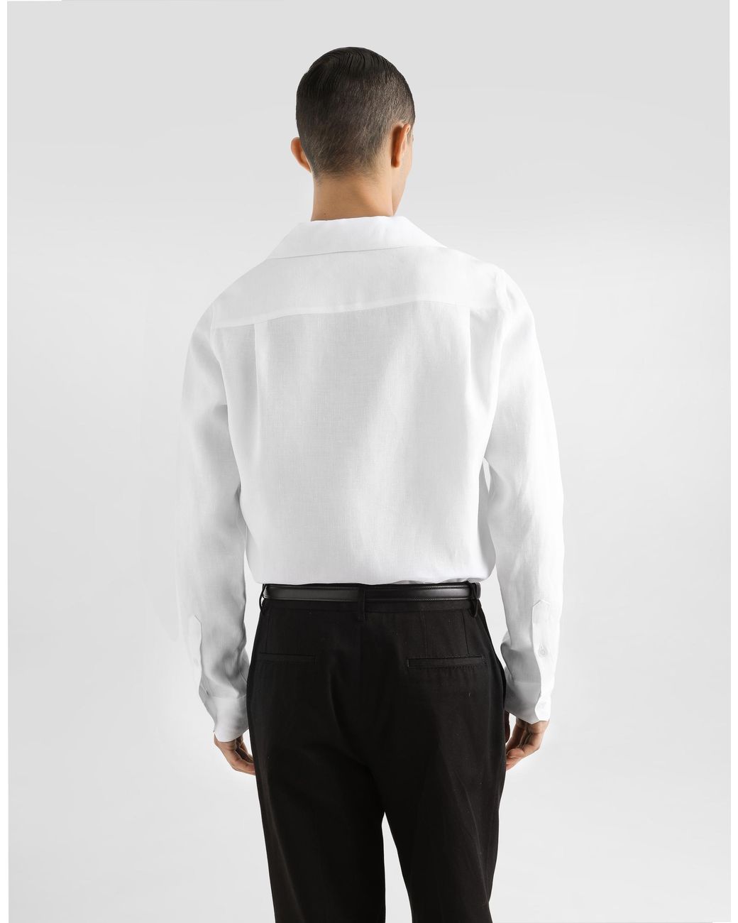Dolce & Gabbana White Long-Sleeved V-Neck Shirt for men