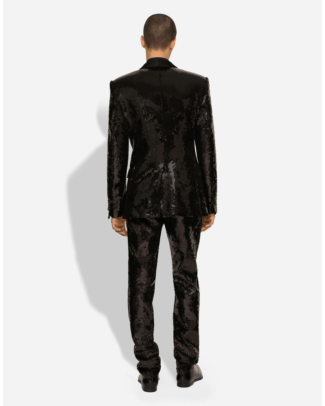 Dolce & Gabbana Black Sequined Single-Breasted Sicilia-Fit Tuxedo Suit for men