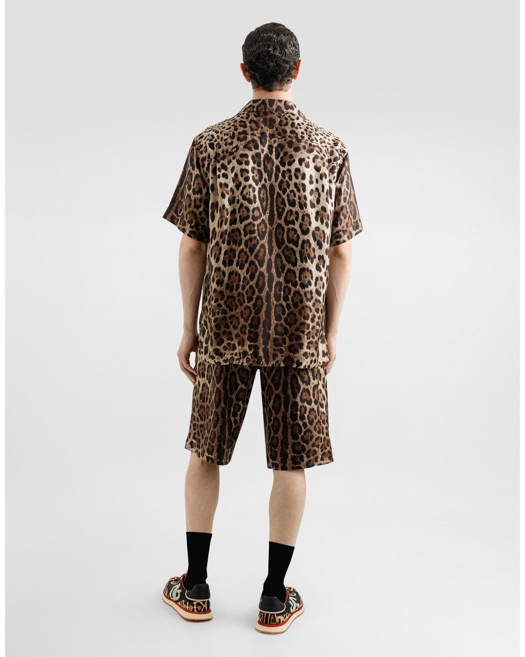 Dolce & Gabbana Multicolor Silk Shirt With Leopard for men
