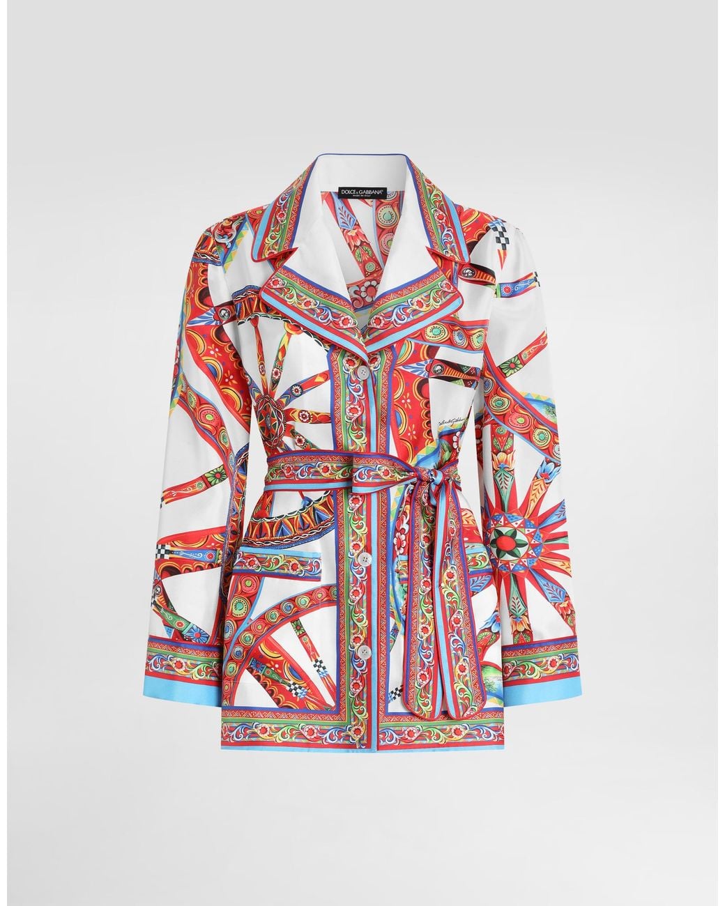 Dolce & Gabbana Red Carretto-Print Silk Twill Vanity Shirt