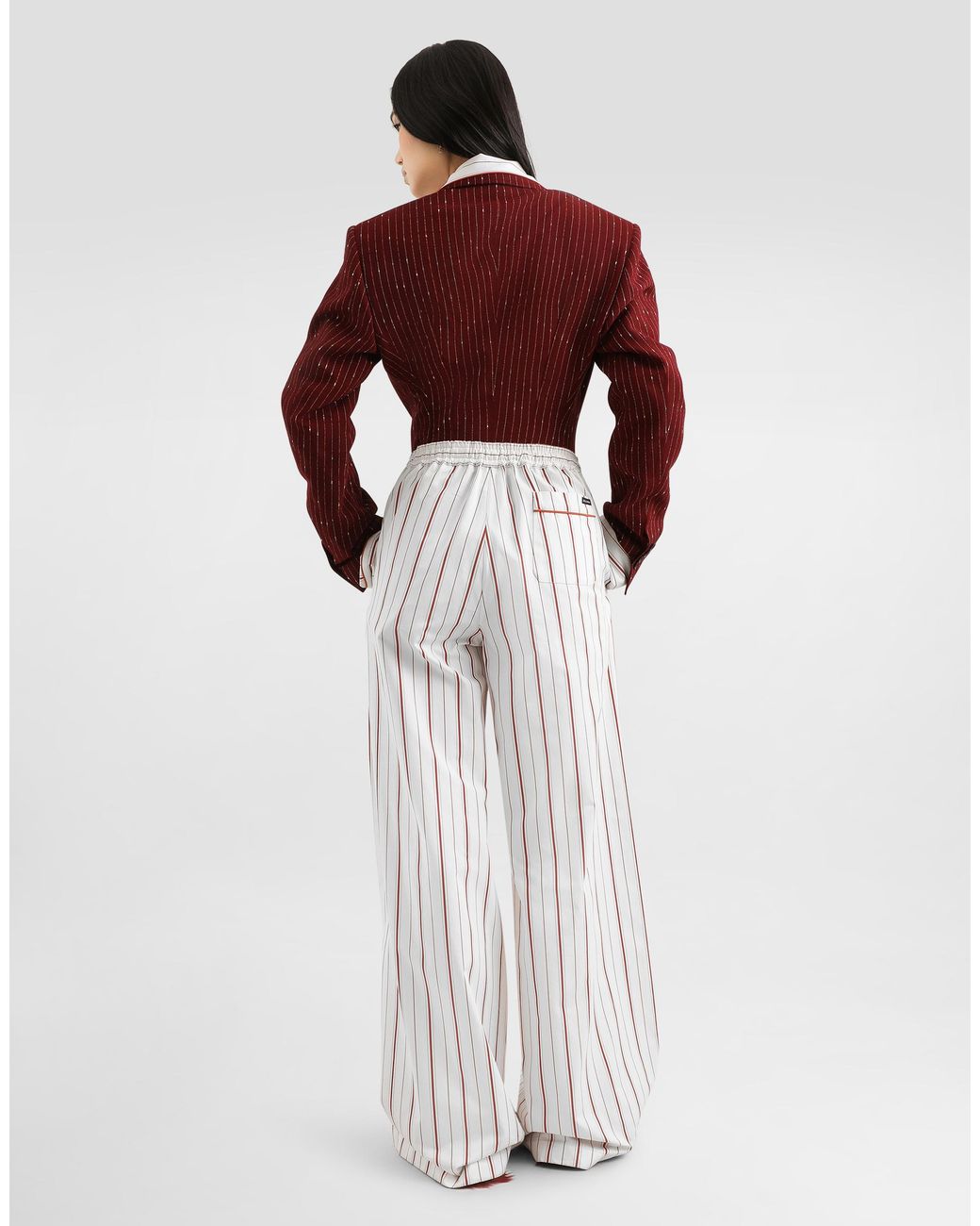 Dolce & Gabbana Red Double-Breasted Pinstriped Taormina Jacket