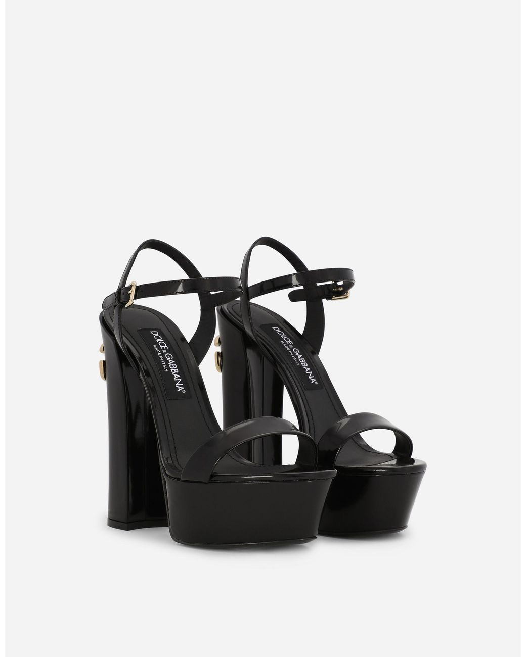 Dolce & Gabbana White Polished Calfskin Platform Sandals