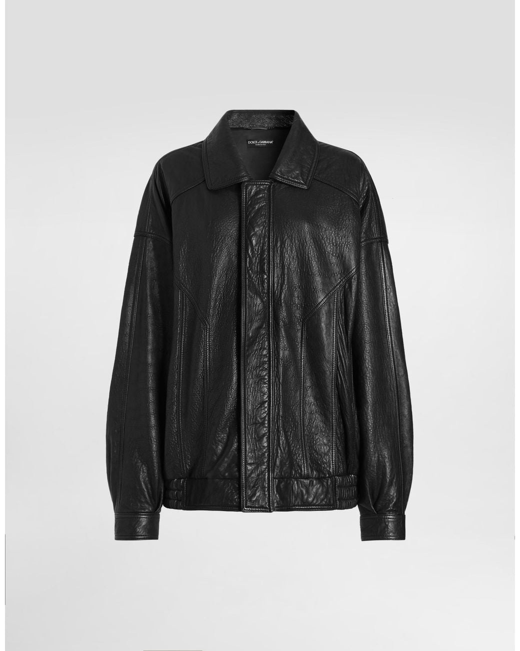Dolce & Gabbana Black Single-Breasted Leather Jacket