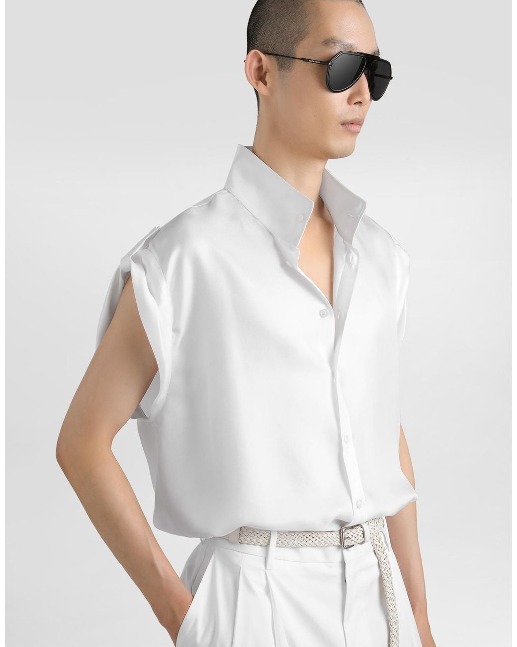 Dolce & Gabbana White Hawaii Silk Twill Shirt for men