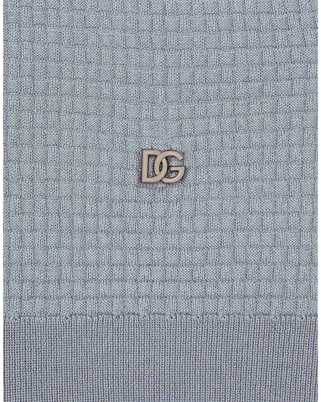 Dolce & Gabbana Blue Stretch Cotton Polo-Shirt With Dg Hardware for men