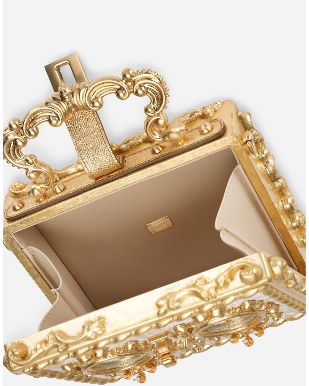 Dolce & Gabbana Multicolor Calfskin Dolce Box Bag With Rhinestone And Mirrored Detailing