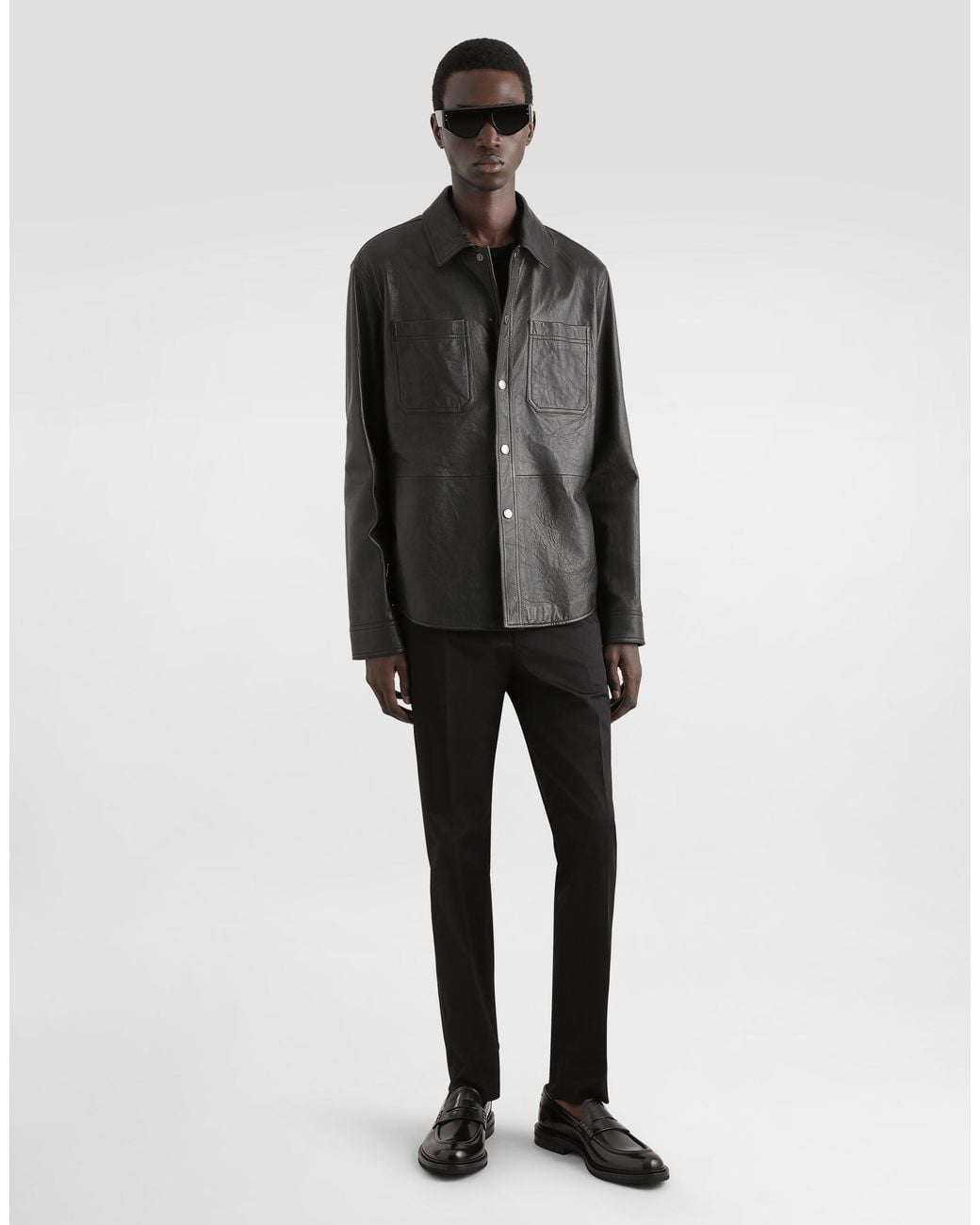 Dolce & Gabbana Lederhemd in Black für Herren