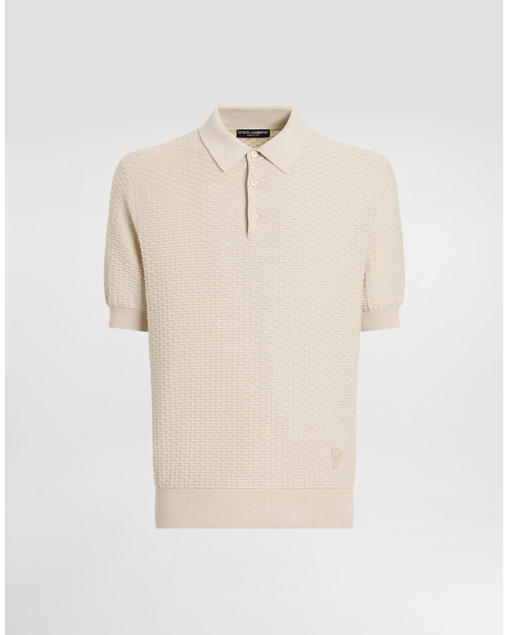 Dolce & Gabbana Natural Cotton Polo-Shirt With Embroidered Logo for men