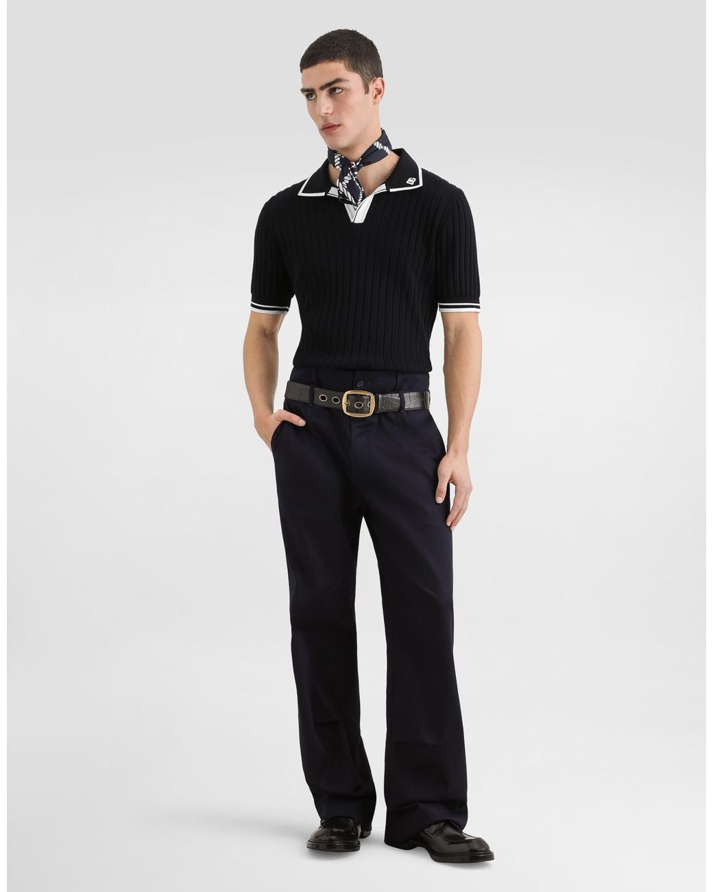 Dolce & Gabbana Black Cotton Polo Shirt for men