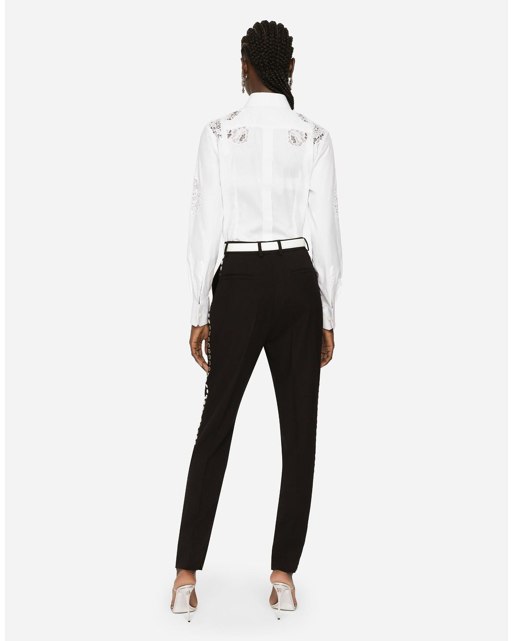 Dolce & Gabbana White Poplin Shirt With Lace Openwork